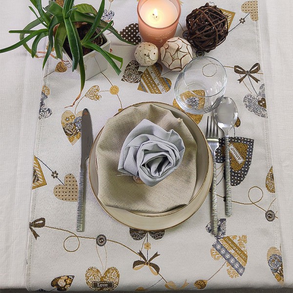 Runner cuore beige